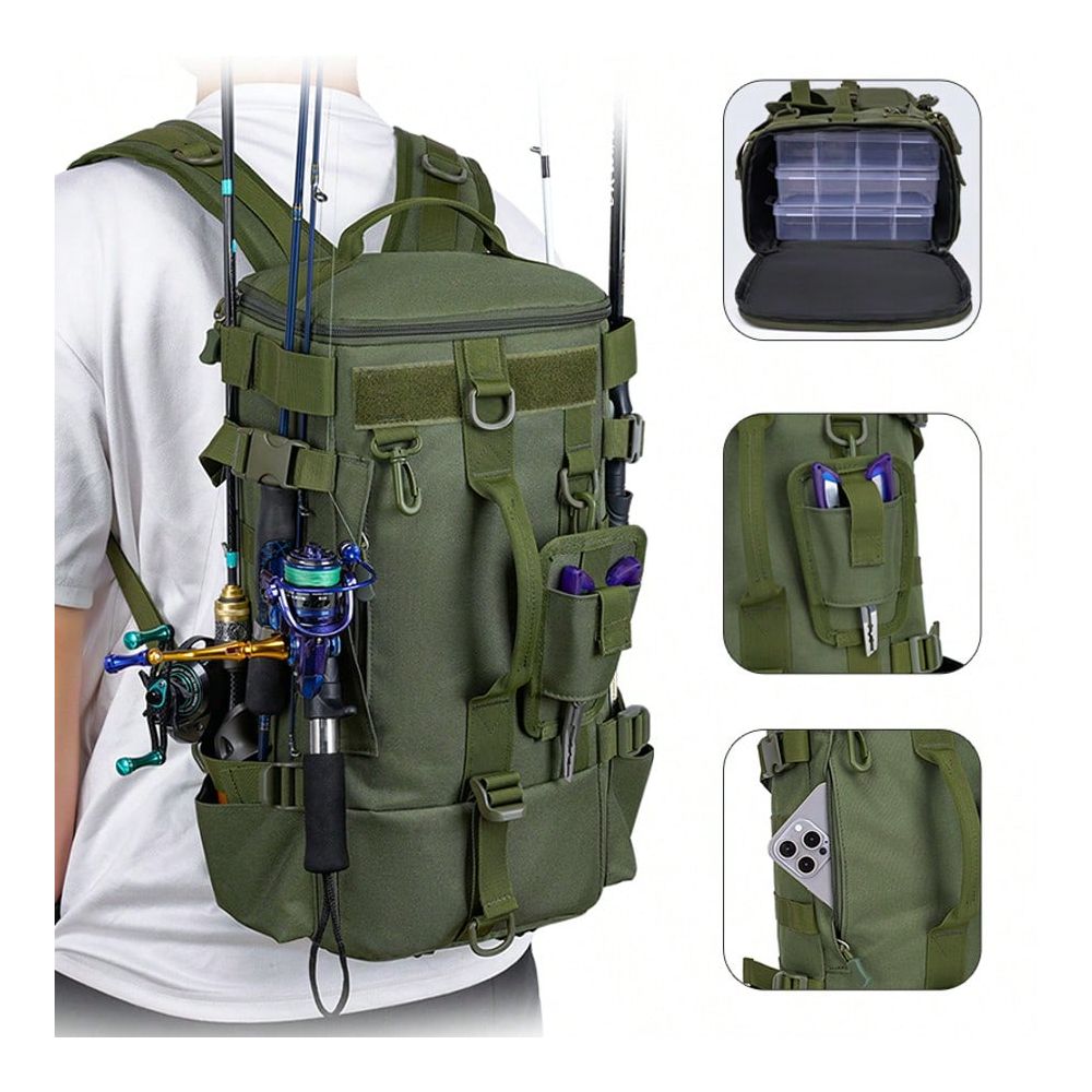 Outdoor Hunting Gear Storage - Herren-Angelrucksack, einseitige Angeltasche mit Werkzeugfach, unisex-Angel-